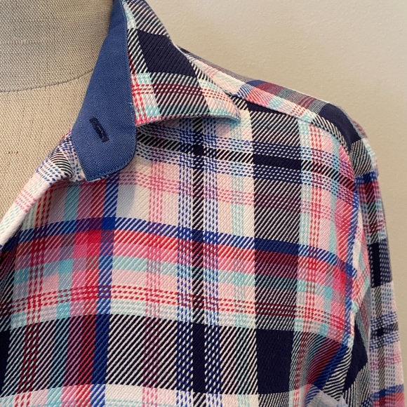 Hammer Made Mens Blue Pink White Plaid Button Down w contrasting Cuffs / 16 -41 - Picture 2 of 12